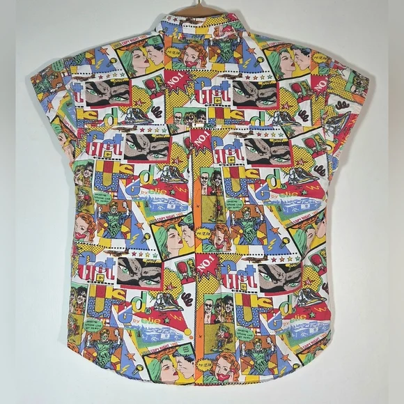 VINTAGE GET USED BY ELIE COMIC BUTTON DOWN SHIRT. - Picture 3 of 4